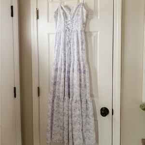 Francesca’s Audrey Parks Floral Lace-Up Maxi Dress